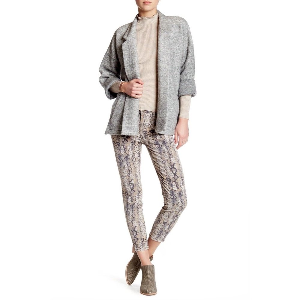 Free People Snake Print Crop Pant in Taupe/Natural
